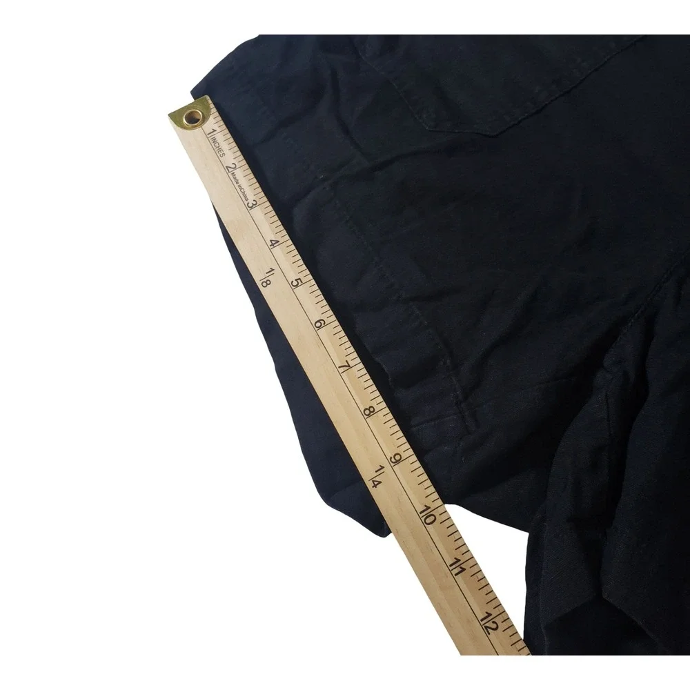 Soundstyle Black Linen Blend Shorts Womens Medium Elastic Back Casual Summer